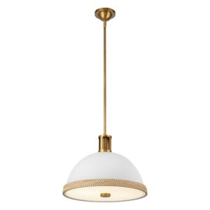 Doral 2-Light Pendant in Matte White with Vintage Brass