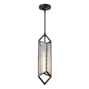Cairo 1-Light Pendant in Urban Bronze with Clear Ribbed Glass