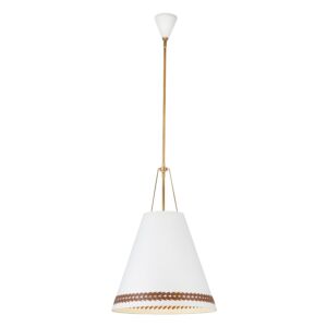 Brickell 3-Light Pendant in Matte White with Hazelnut Leather