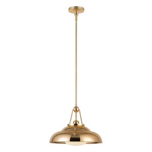 Palmetto 1-Light Pendant in Polished Brass with Glossy Opal Glass