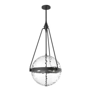Harmony 4-Light Pendant in Matte Black with Clear Water Glass