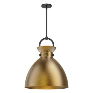 Waldo 1-Light Pendant in Matte Black with Aged Gold