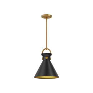 Emerson 1-Light Pendant in Aged Gold with Matte Black