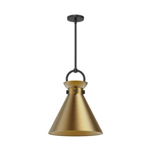 Emerson 1-Light Pendant in Matte Black with Aged Gold