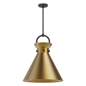 Emerson 1-Light Pendant in Matte Black with Aged Gold