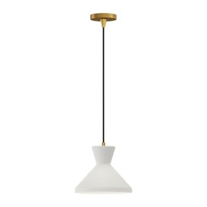 Betty 1-Light Pendant in Aged Gold with Opal Glass