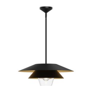 Tetsu 1-Light Pendant in Matte Black with Clear Glass