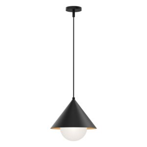Remy 1-Light Pendant in Matte Black with Opal Glass