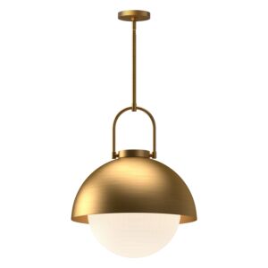 Harper 1-Light Pendant in Aged Gold with Opal Glass