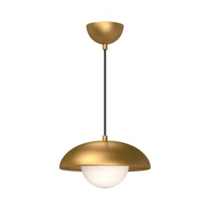 Rubio 1-Light Pendant in Aged Gold with Opal Glass