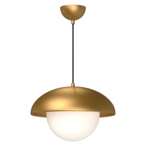 Rubio 1-Light Pendant in Aged Gold with Opal Glass