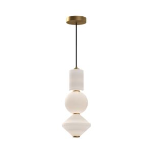 Bijou LED Pendant in Aged Gold with Opal Glass