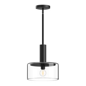 Royale 1-Light Pendant in Matte Black with Clear Glass