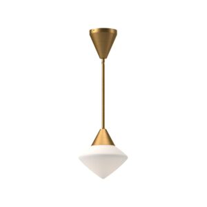 Nora 1-Light Pendant in Aged Gold with Opal Glass