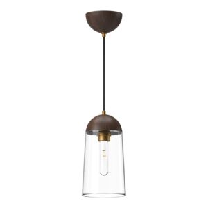 Emil 1-Light Pendant in Aged Gold with Walnut