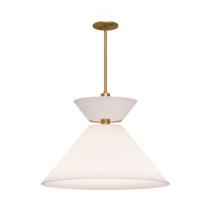Chapelle 1-Light Pendant in Aged Gold with White Linen