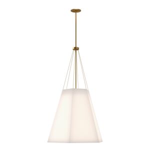 Manila 3-Light Pendant in Aged Gold with White Linen
