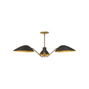 Oscar 3-Light Pendant in Matte Black with Aged Gold