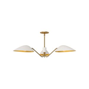 Oscar 3-Light Pendant in Aged Gold with White