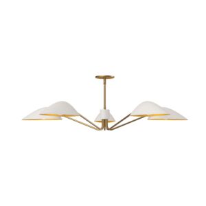 Oscar 5-Light Pendant in Aged Gold with White