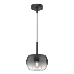 Samar 1-Light Pendant in Black with Smoked Glass