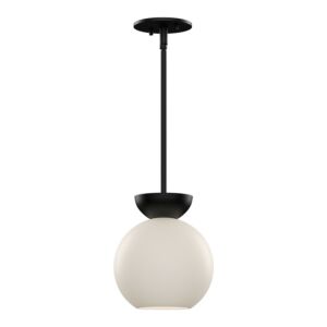 Arcadia 1-Light Pendant in Black with Opal Glass