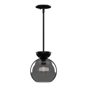 Arcadia 1-Light Pendant in Black with Smoked Glass