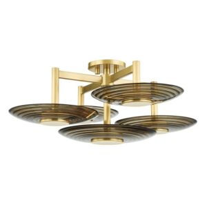 Griston 5-Light LED Semi-Flush Mount in Aged Brass