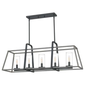 Lincoln 5-Light Linear Chandelier in Distressed Iron