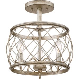 Quoizel Dury 3 Light 13 Inch Ceiling Light in Century Silver Leaf