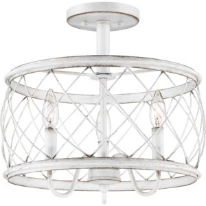 Quoizel Dury 3 Light 15 Inch Ceiling Light in Antique White