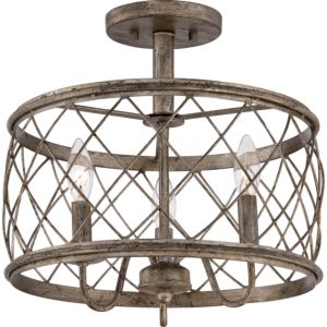 Quoizel Dury 3 Light 15 Inch Ceiling Light in Century Silver Leaf