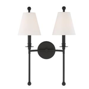 Crystorama Riverdale 2 Light Wall Sconce in Black Forged