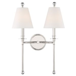 Crystorama Riverdale 2 Light Wall Sconce in Polished Nickel