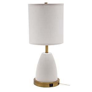 House of Troy Rupert 21 Inch Table Lamp in White with Weathered Brass Accents
