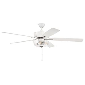 Craftmade Super Pro fan 3-Light Ceiling Fan with Blades Included in White with Polished Nickel