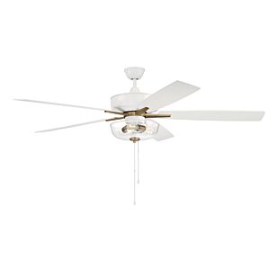 Craftmade Super Pro fan 3-Light Ceiling Fan with Blades Included in White with Satin Brass