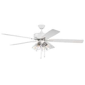 Craftmade Super Pro fan 4-Light Ceiling Fan with Blades Included in White with Polished Nickel