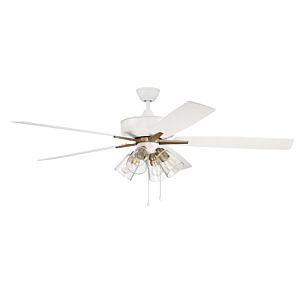 Craftmade Super Pro fan 4-Light Ceiling Fan with Blades Included in White with Satin Brass