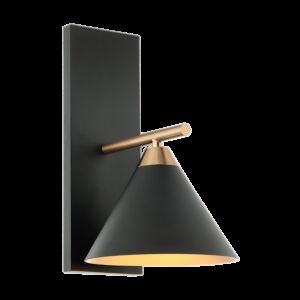 Matteo Bliss 1-Light Wall Sconce In Aged Gold Brass With Matte Black