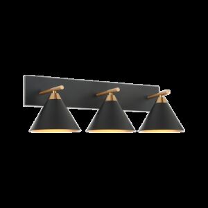 Matteo Bliss 3-Light Wall Sconce In Aged Gold Brass With Matte Black