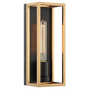 Shadowbox 1-Light LED Wall Sconce in Black with Aged Gold Brass