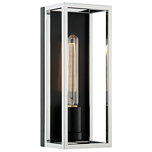 Shadowbox 1-Light LED Wall Sconce in Black with Chrome