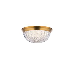 Genoa 1-Light LED Flush Mount Ceiling Light in Aged Brass