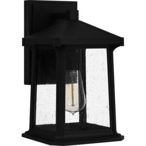 Satterfield 1-Light Outdoor Lantern in Matte Black