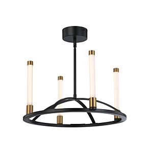 Infiniti Collection 4-Light Integrated LED Chandelier in Matte Black and Brass