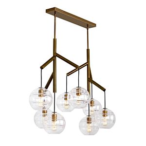 Tech Sedona 8 Light 2700K LED Contemporary Chandelier in Aged Brass and Transparent Smoke