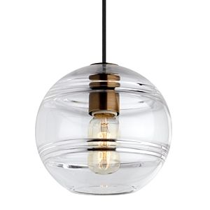 Tech Sedona 2700K LED 7 Inch Pendant Light in Aged Brass and Clear