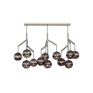 Tech Sedona 12 Light 2700K LED Contemporary Chandelier in Satin Nickel and Transparent Smoke