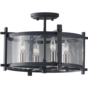 Feiss Ethan Semi Flush Ceiling Light in Antique Forged Iron